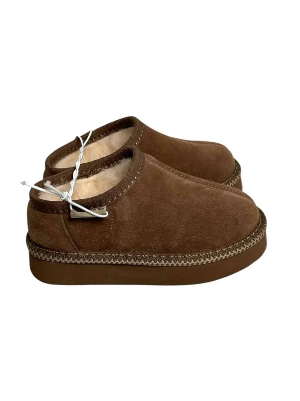 BEARPAW Brown Solid Platform Slipper Kids Size 12